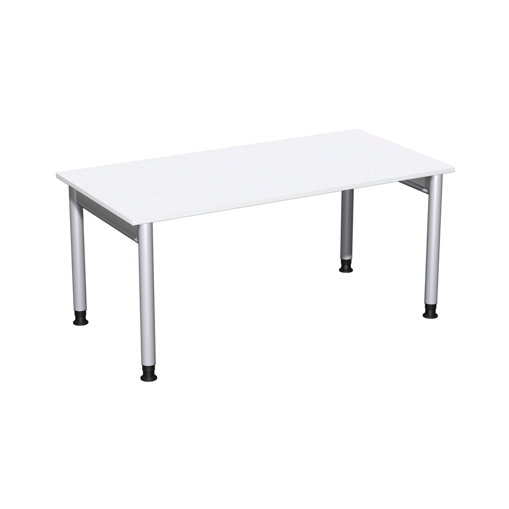 Produktabbildung: Geramöbel Manuell höhenverstellbarer Schreibtisch Profi, 4-Fuß-Gestell, BxT 1.600 x 800 mm, weiß