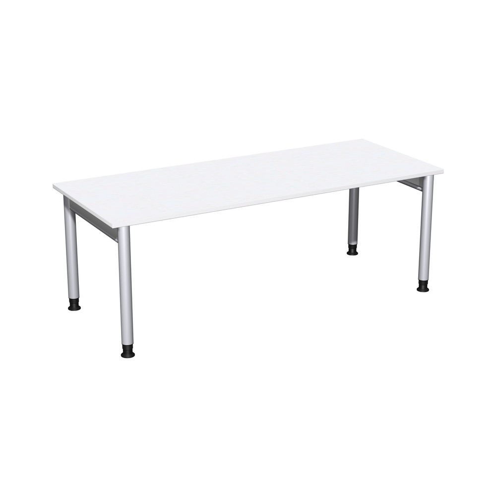 Produktabbildung: Geramöbel Manuell höhenverstellbarer Schreibtisch Profi, 4-Fuß-Gestell, BxT 2.000 x 800 mm, weiß