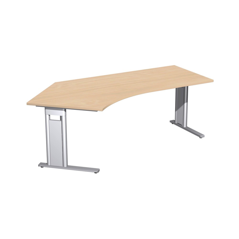 Produktabbildung: Geramöbel Büro-Schreibtisch Profi, Freiform-Tischplatte 135° links, C-Fuß-Gestell, BxT 2.166 x 1.130 mm, Buche