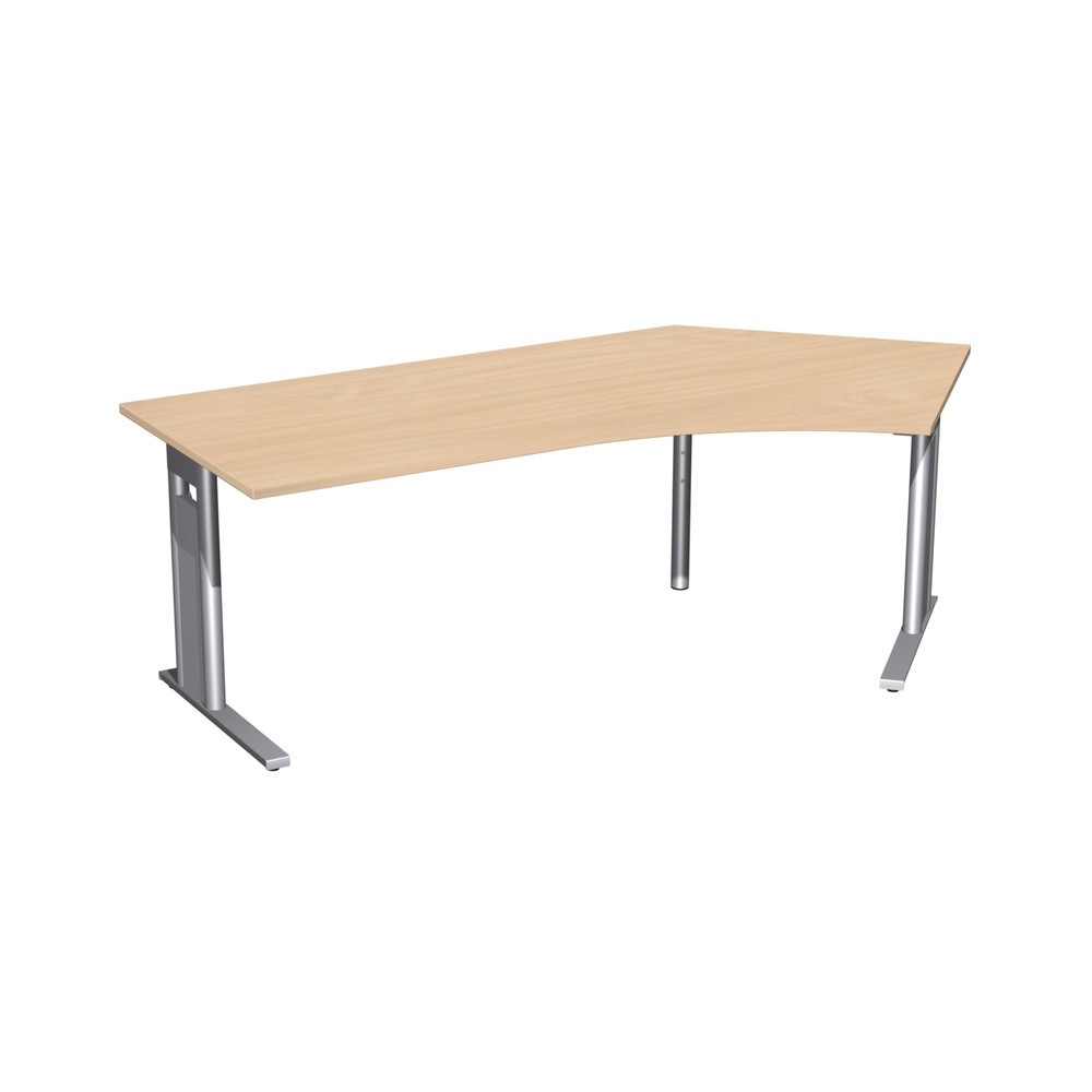 Produktabbildung: Geramöbel Büro-Schreibtisch Profi, Freiform-Tischplatte 135° rechts, C-Fuß-Gestell, BxT 2.166 x 1.130 mm, Buche