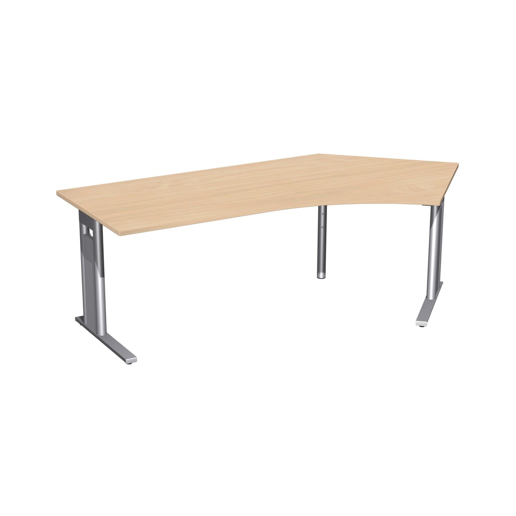Geramöbel Büro-Schreibtisch Profi, Freiform-Tischplatte 135° rechts, C-Fuß-Gestell, BxT 2.166 x 1.130 mm, Buche Produktabbildung: Geramöbel Büro-Schreibtisch Profi, Freiform-Tischplatte 135° rechts, C-Fuß-Gestell, BxT 2.166 x 1.130 mm, Buche