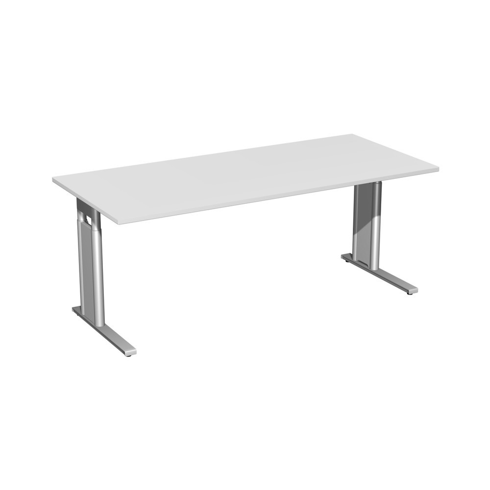 Produktabbildung: Geramöbel Manuell höhenverstellbarer Schreibtisch Profi, C-Fuß-Gestell, BxT 1.800 x 800 mm, lichtgrau