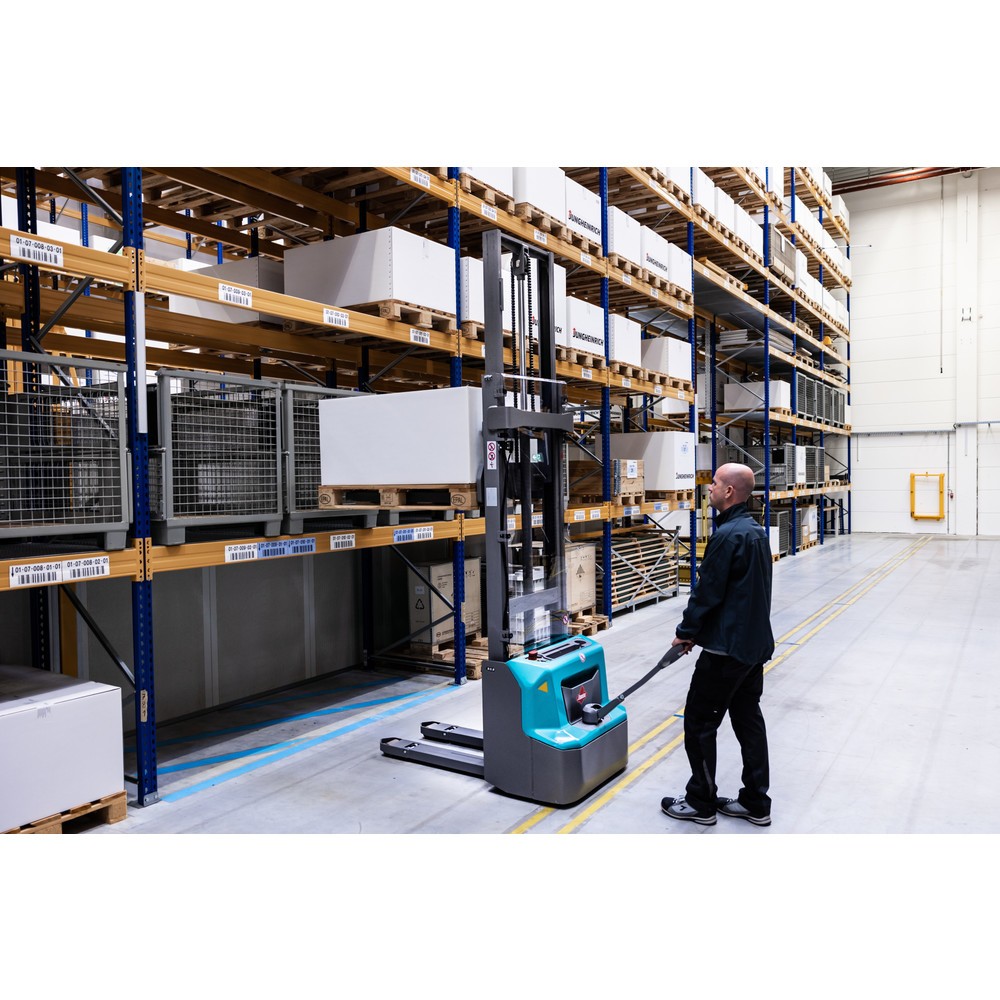 N° de l'image du produit 8 : Gerbeur électrique Ameise® PSE 1.2, mât télescopique double, hauteur de levée 3 600 mm, capacité de charge 1 200 kg