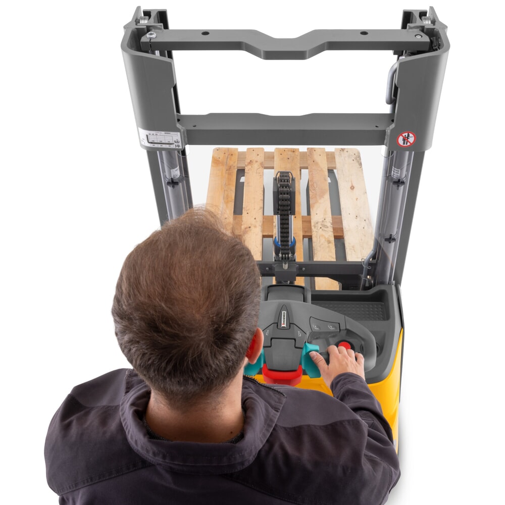N° de l'image du produit 6 : Gerbeur électrique Jungheinrich ERC 112i ZT avec plateforme de conduite, mât télescopique double, hauteur de levage 2 300 mm, capacité de charge 1 200 kg, hydraulique proportionnelle