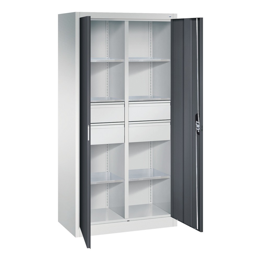 Productafbeelding nr. 7: Gereedschapskast C+P, laden 4x86 + 2x174 mm, 6 legborden, breedte 930 mm, lichtgrijs, gentiaanblauw