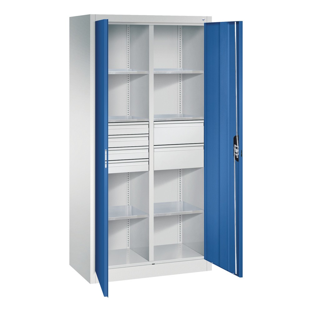 Productafbeelding nr. 9: Gereedschapskast C+P, laden 4x86 + 2x174 mm, 6 legborden, breedte 930 mm, lichtgrijs, gentiaanblauw