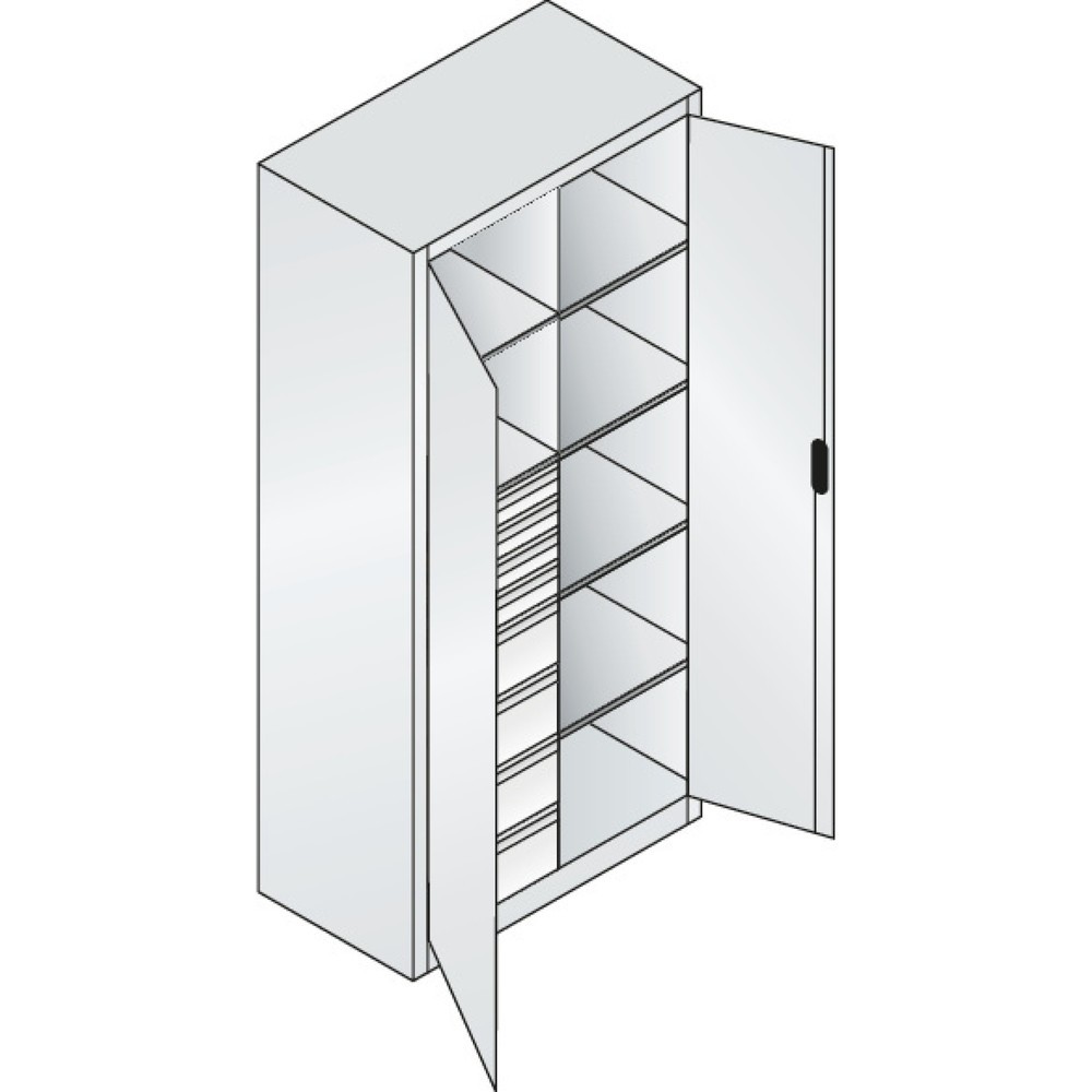Productafbeelding nr. 7: Gereedschapskast C+P, 4x86 + 4x174 mm, 6 legborden, breedte 930 mm, antracietgrijs, robijnrood