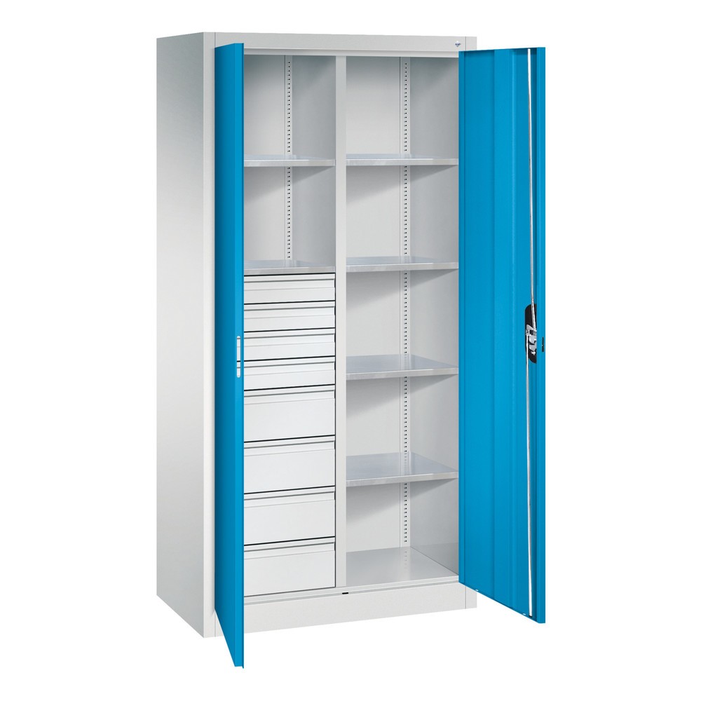 Productafbeelding nr. 9: Gereedschapskast C+P, 4x86 + 4x174 mm, 6 legborden, breedte 930 mm, lichtgrijs, lichtblauw