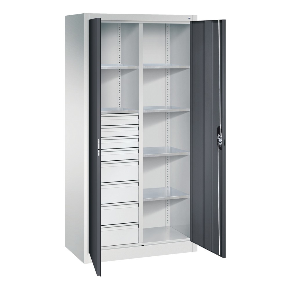 Productafbeelding nr. 9: Gereedschapskast C+P, 4x86 + 4x174 mm, 6 legborden, breedte 930 mm, lichtgrijs, zwartgrijs
