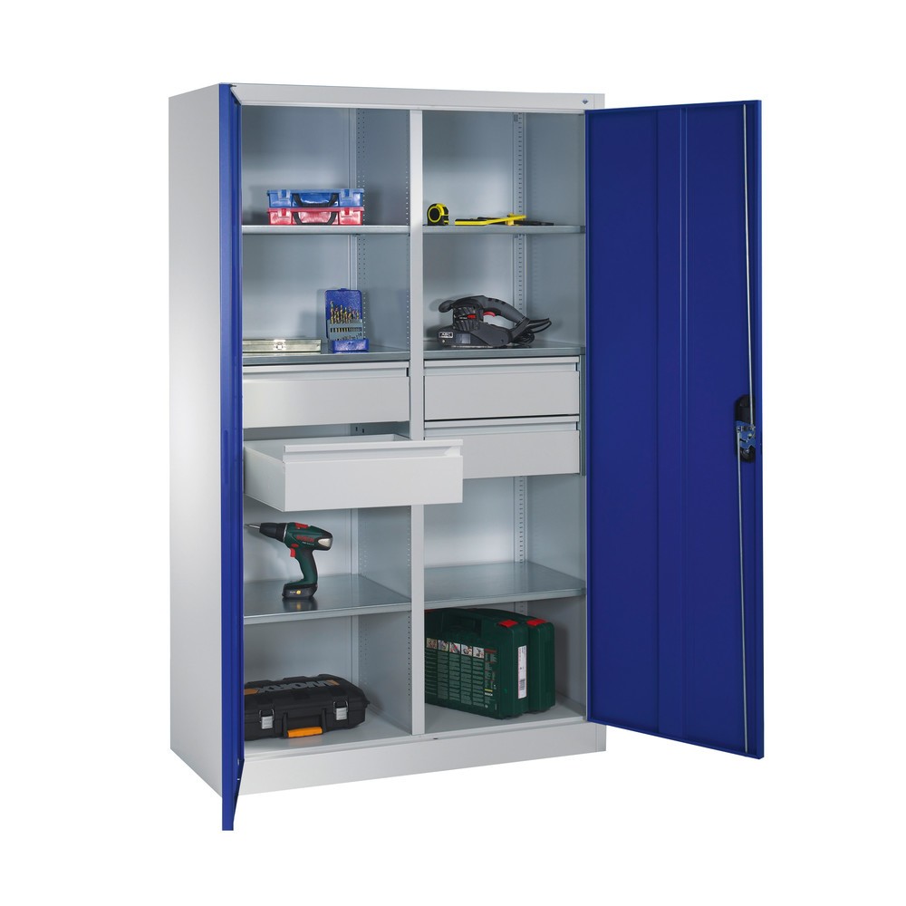 Productafbeelding nr. 3: Gereedschapskast C+P, laden 4x86 + 2x174 mm, 6 legborden, breedte 930 mm, antracietgrijs, robijnrood