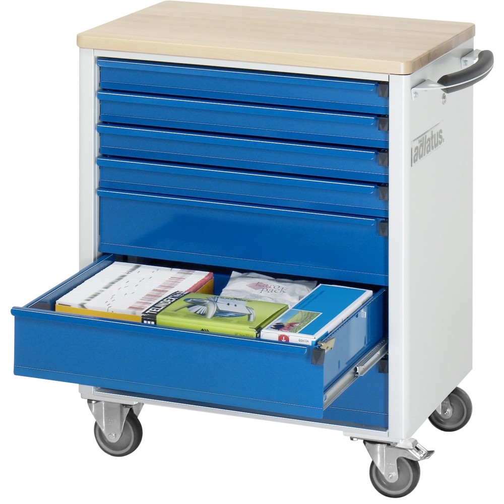 Product afbeelding: Gereedschapswagen RAU serie adlatus 700, hxbxd 860 x 700 x 510 mm, 7 lades 4 x 130, 3 x 260 mm, beuken werkblad