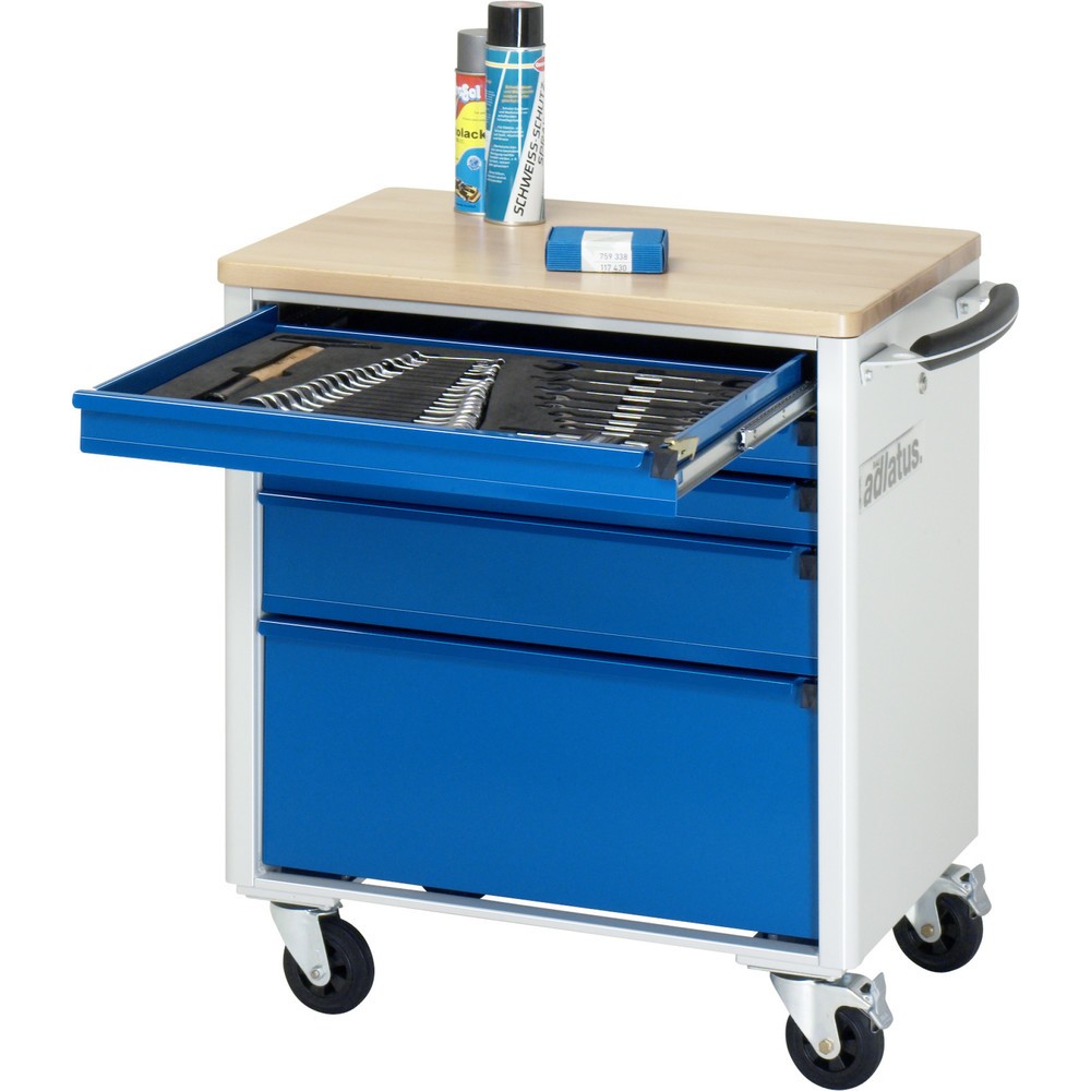 Product afbeelding: Gereedschapswagen RAU serie adlatus 700, hxbxd 790 x 700 x 510 mm, 5 lades 3 x 65, 1 x 130, 1 x 260 mm, beuken werkblad