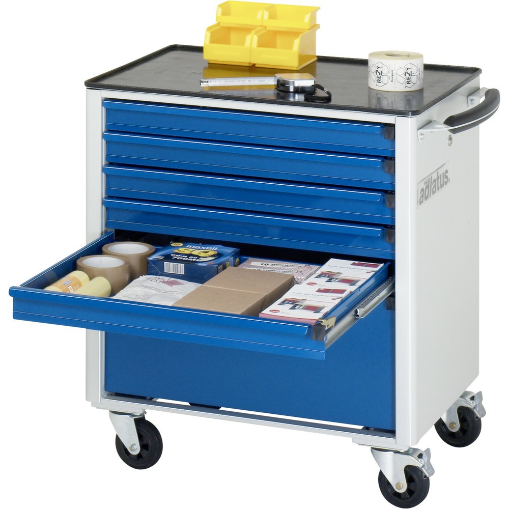 Product afbeelding: Gereedschapswagen RAU serie adlatus 700, hxbxd 790 x 700 x 510 mm, 6 lades 5 x 65, 1 x 260 mm, metalen werkblad