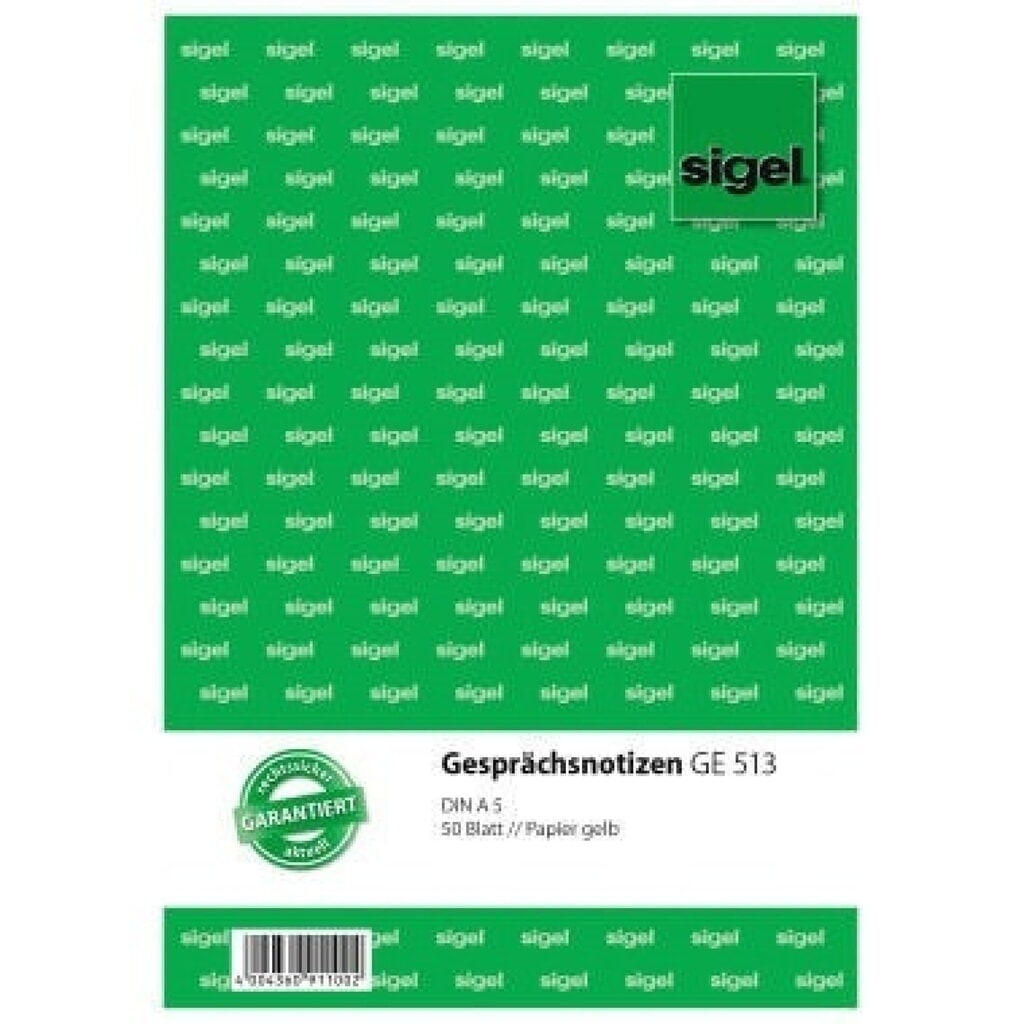 Sigel Gesprächsnotiz GE513 DIN A5 50Blatt gelb Produktabbildung: Sigel Gesprächsnotiz GE513 DIN A5 50Blatt gelb