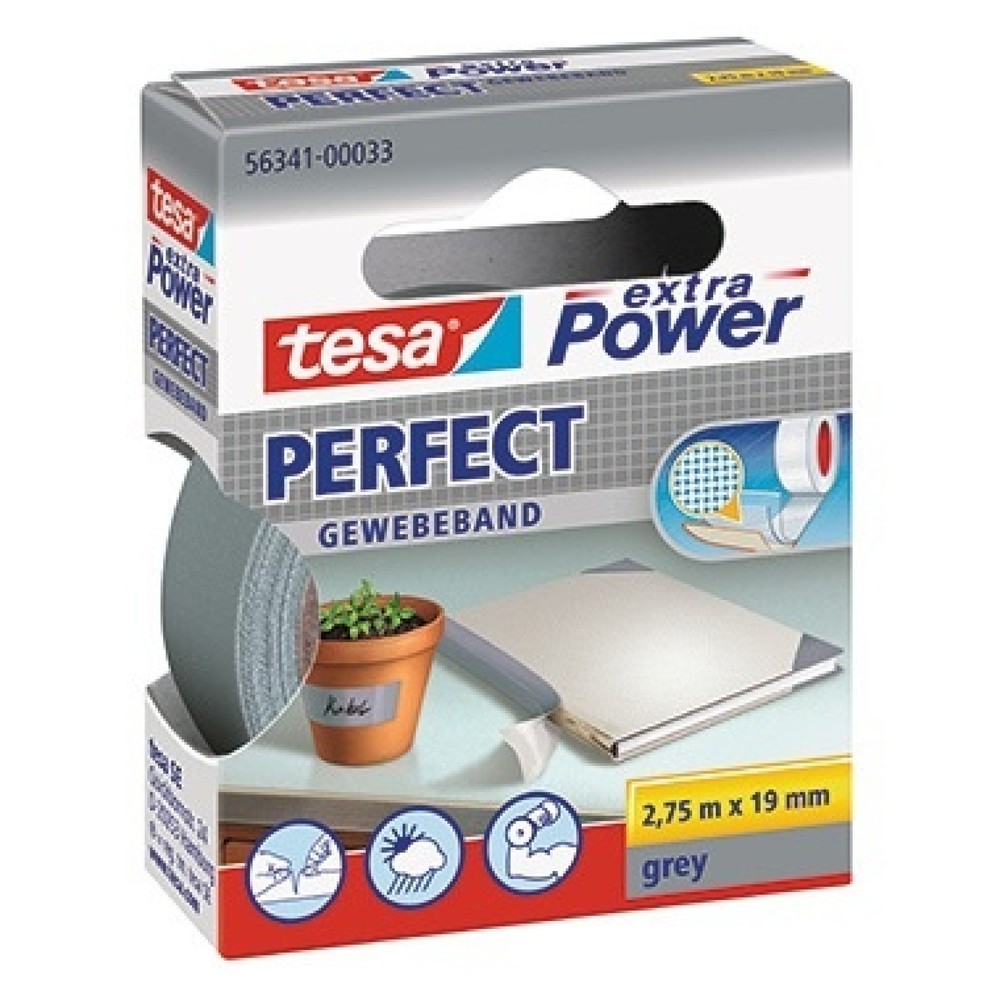 Produktabbildung: tesa® Gewebeband Extra Power Perfect 56341-00033 19mmx2,75m grau