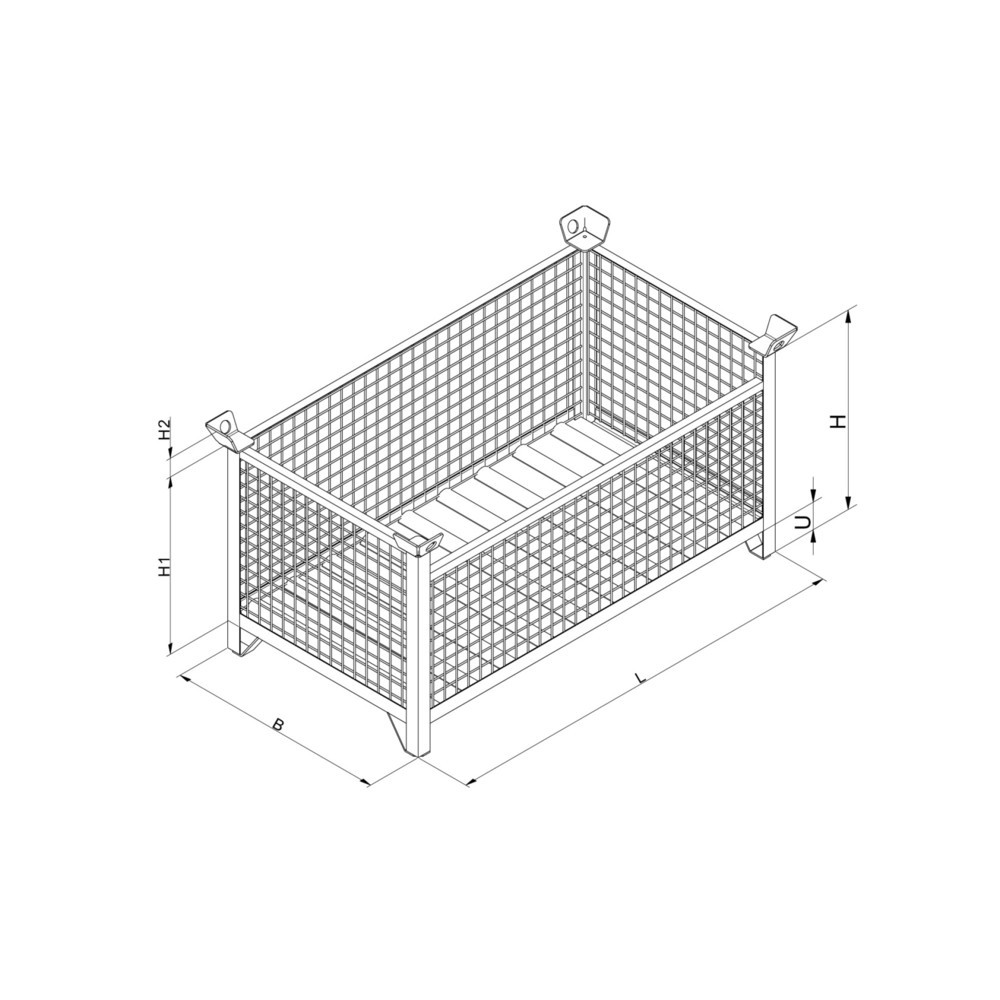 Productafbeelding nr. 2: Industrieel gitterbox stapelrek Eichinger®, 1.500 kg, lxbxh 1.000x800x750 mm, chocoladebruin