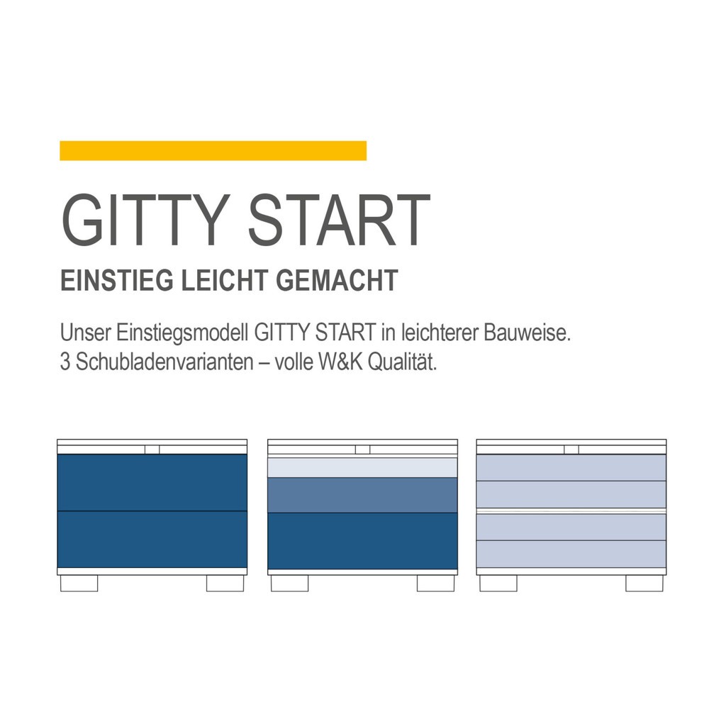 Produktabbildung Nr. 7: Gitty Start Schubladenschrank, HxBxT 1.010 x 1.250 x 860 mm, mit 3 Schubladen, 1x Größe XS, 1x Größe M, 1x Größe L