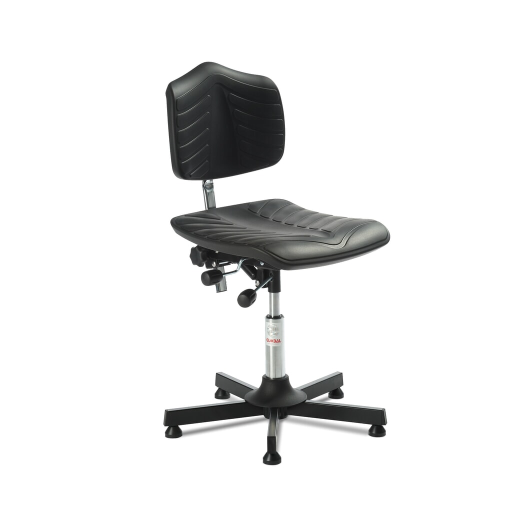 Produktabbildung: Global Stole A/S Arbeitsdrehstuhl Premium, Sitzhöhe 470-600 mm, Bodengleiter, Stahlbasis