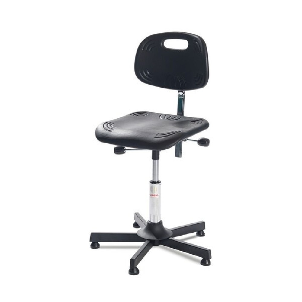 N° de l'image du produit 5 : Global Stole A/S Chaise de travail pivotante Classic, assise en PU, hauteur d’assise comprise entre 480 et 610 mm, patins, base plastique
