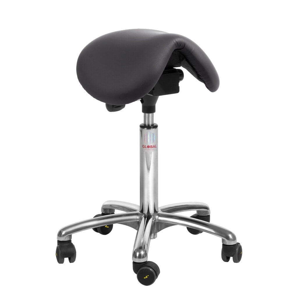 Global Stole A/S ESD-Sattelhocker Dalton Easy seat Alu50, ESD-Rollen, schwarz Produktabbildung: Global Stole A/S ESD-Sattelhocker Dalton Easy seat Alu50, ESD-Rollen, schwarz