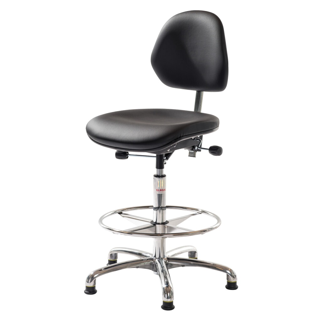 Global Stole A/S ESD-Stuhl Aktiv Euromatic, Kunstleder, Sitzhöhe 650-910 mm, Fußring, Bodengleiter Produktabbildung: Global Stole A/S ESD-Stuhl Aktiv Euromatic, Kunstleder, Sitzhöhe 650-910 mm, Fußring, Bodengleiter