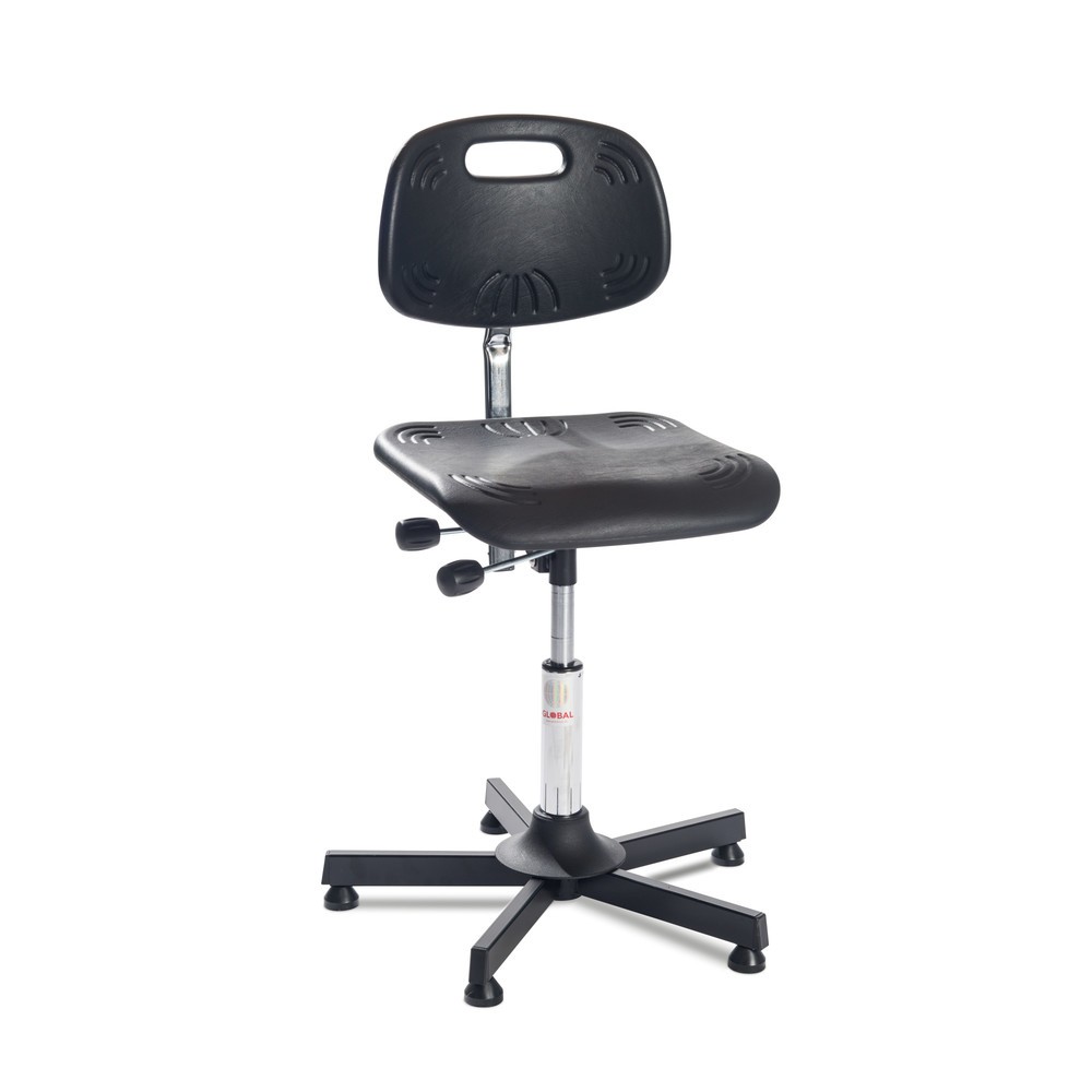 Immagine del prodotto: Global Stole A/S Sedia girevole da lavoro Classic, sedile sagomato in PU, altezza seduta 480-610 mm, piedini, base in materiale plastico