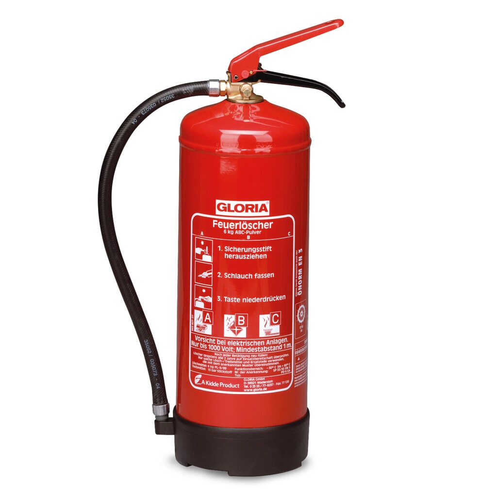 GLORIA® Feuerlöscher PD, ABC-Pulver, Inhalt 6 kg Produktabbildung: GLORIA® Feuerlöscher PD, ABC-Pulver, Inhalt 6 kg