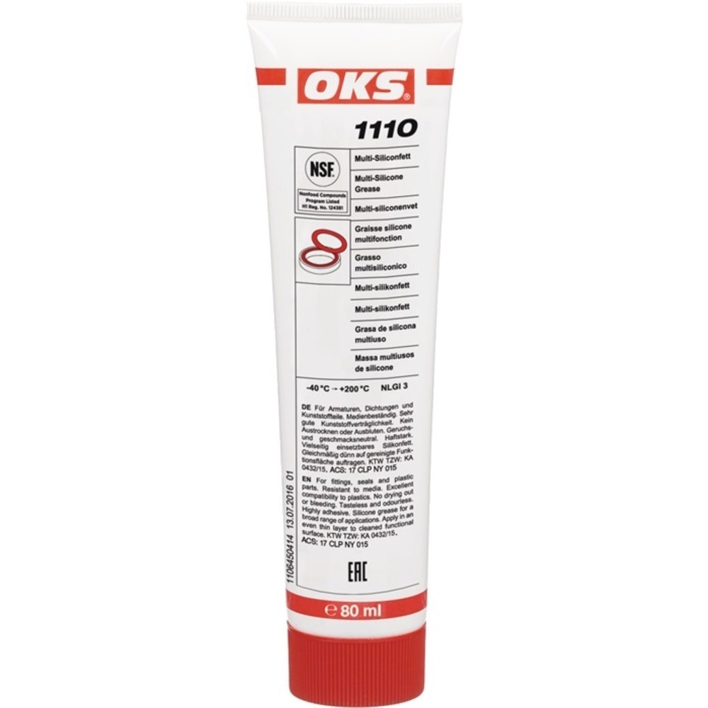 N° de l'image du produit 2 : Graisse silicone multifonctions 1110 NSF-H1 transparent 80 ml tube OKS