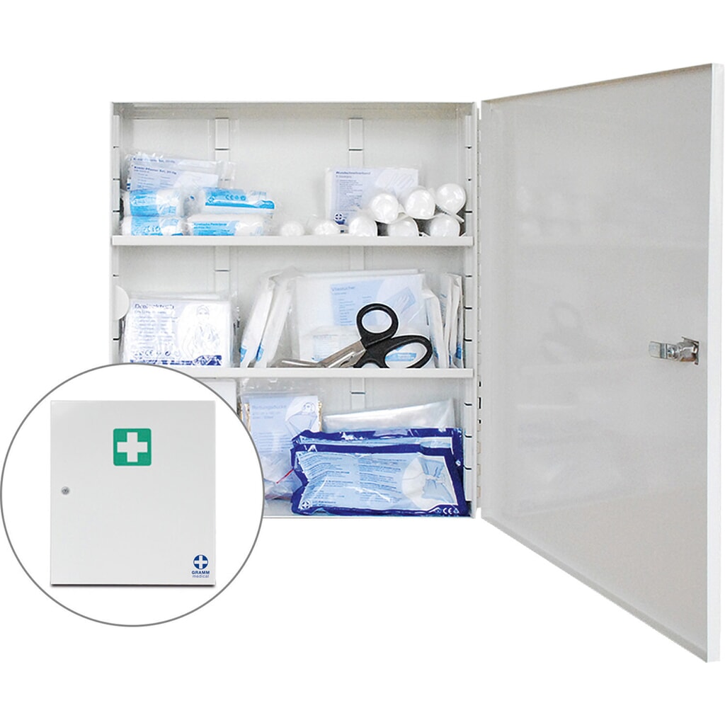 GRAMM medical Metall-Verbandschrank B DIN 13169:2021 Produktabbildung: GRAMM medical Metall-Verbandschrank B DIN 13169:2021