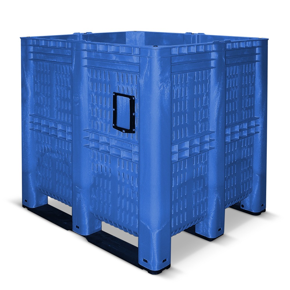 Illustration du produit: Grand conteneur en polyéthylène, 1 400 litres, avec traverses, ajouré, bleu