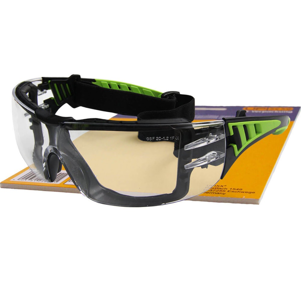 Produktabbildung: Green Vision Schutzbrille mit zus. Kopfband