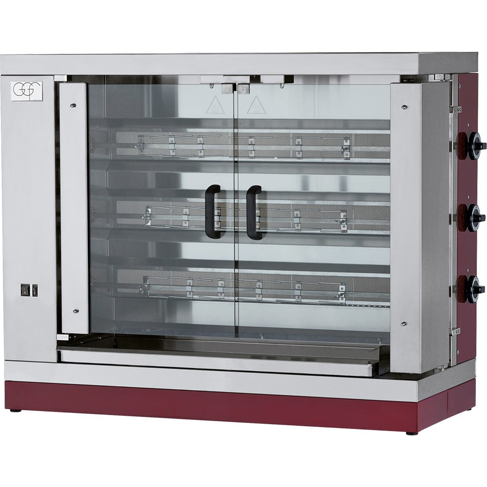 Illustration du produit: Grill à poulet Stalgast à gaz avec 3 broches, 1110 x 480 x 920 mm, 17 kW