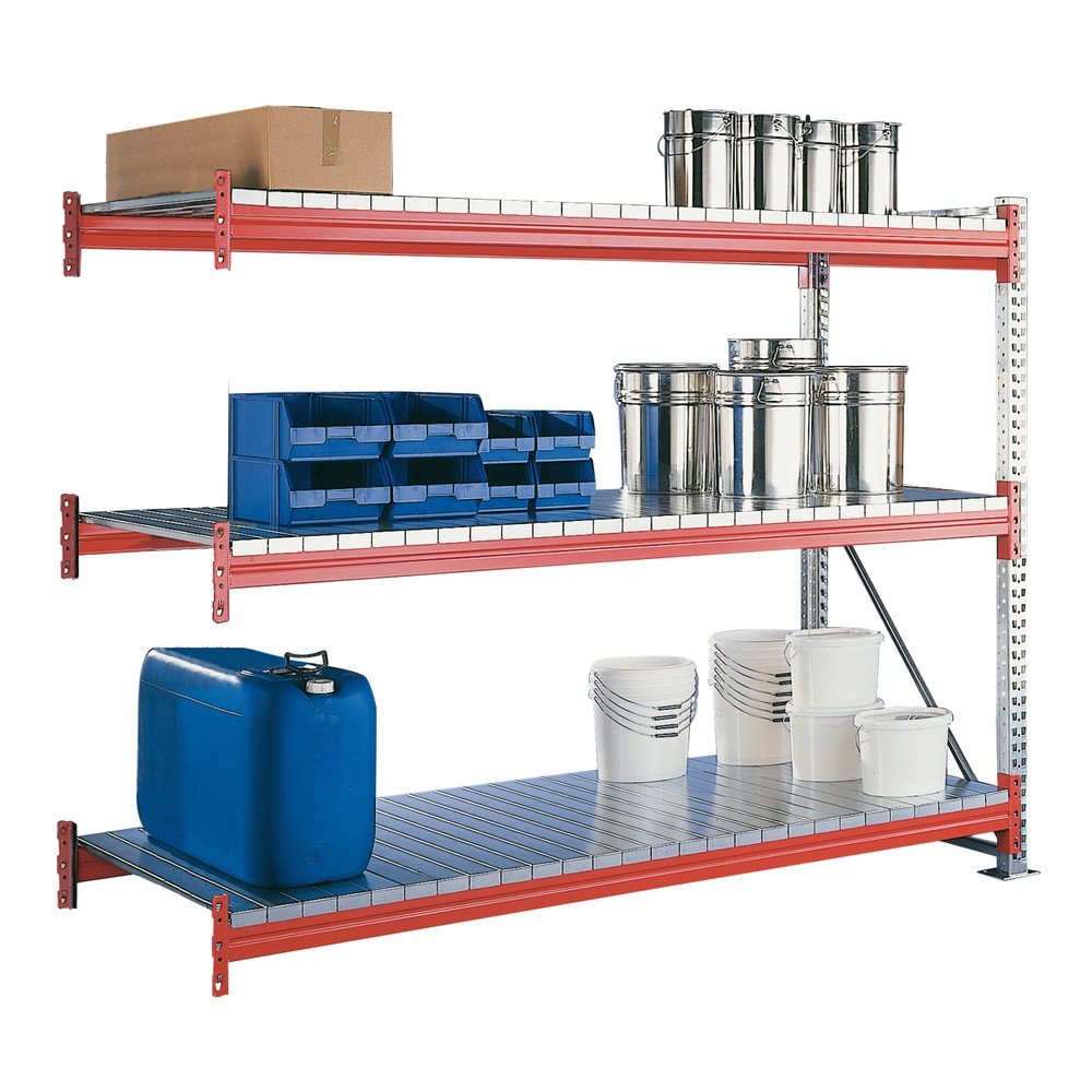 Product afbeelding: Grootvakstelling META, met staalpanelen, AV, verzinkt/roodoranje, hxbxd 2.200 x 1.825 x 800 mm