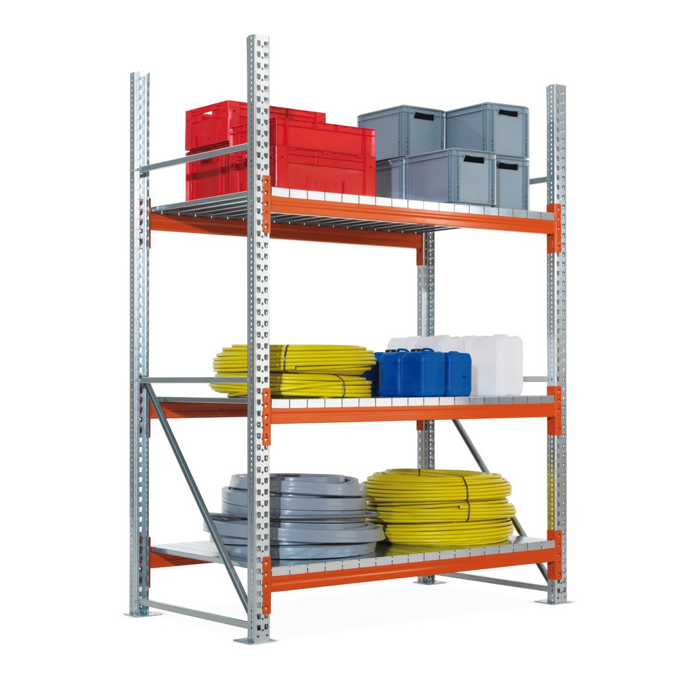 Product afbeelding: Grootvakstelling META, met staalpanelen, basisveld, verzinkt/roodoranje, hxbxd 2.200 x 1.825 x 800 mm