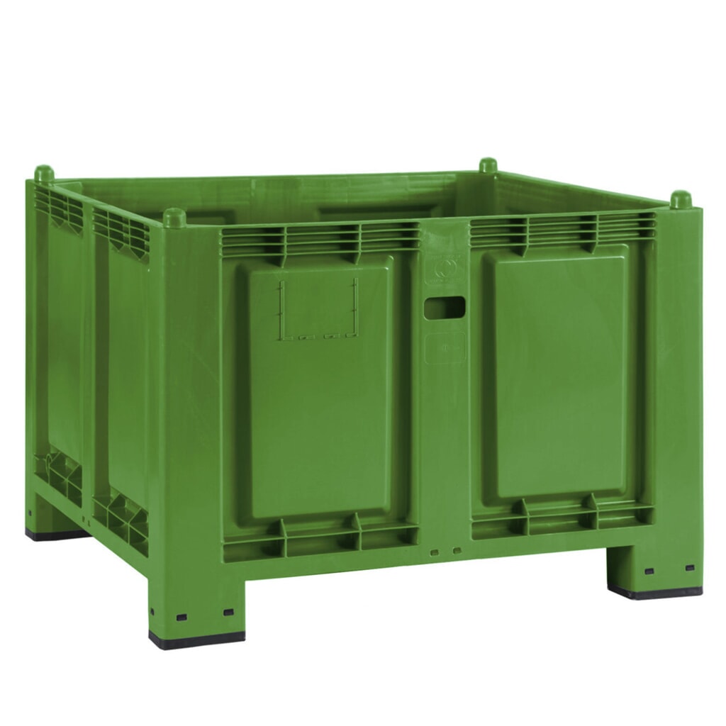 Produktabbildung: Großbehälter aus Polypropylen, 550 Liter, mit Füßen, grün