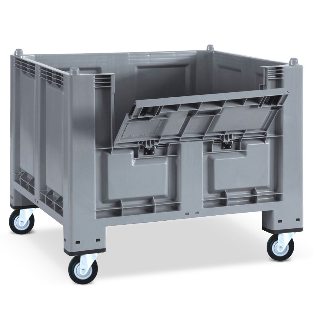Produktabbildung Nr. 1: Großbehälter aus Polypropylen, 550 Liter, mit Rollen + Klappe, grau