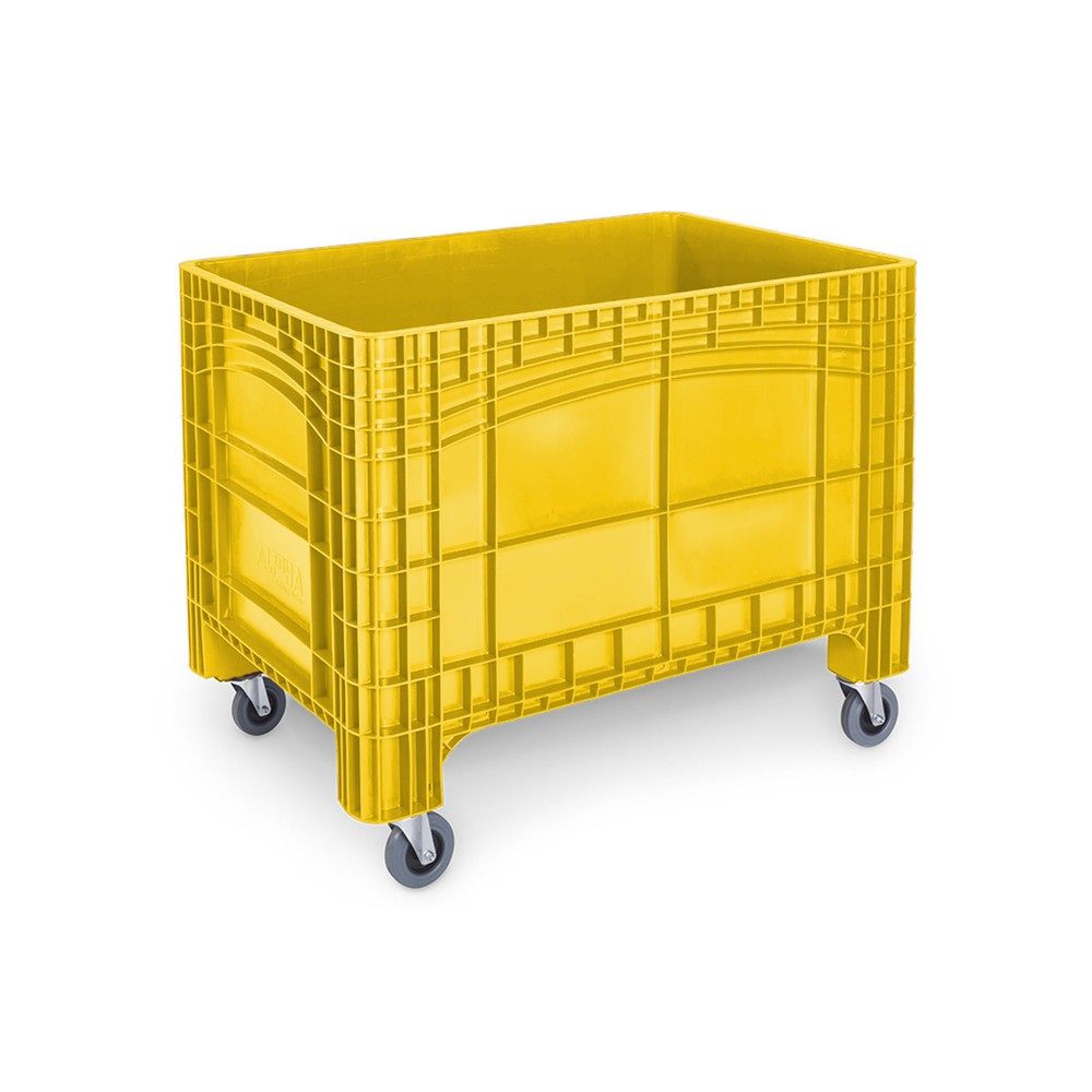 Produktabbildung Nr. 1: Großbehälter XL, HxBxT 950 x 1.200 x 800 mm, 535 Liter, 4 Lenkrollen (davon 2 mit Bremse), gelb