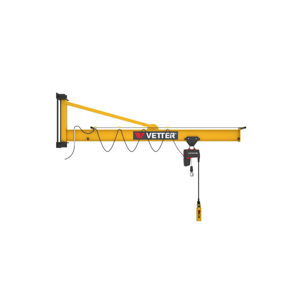 Immagine del prodotto: Gru orientabile VETTER® incl. paranco elettrico a catena LIFTKET, versione da parete con ancoraggio, sbraccio 3.000 mm, portata 125 kg