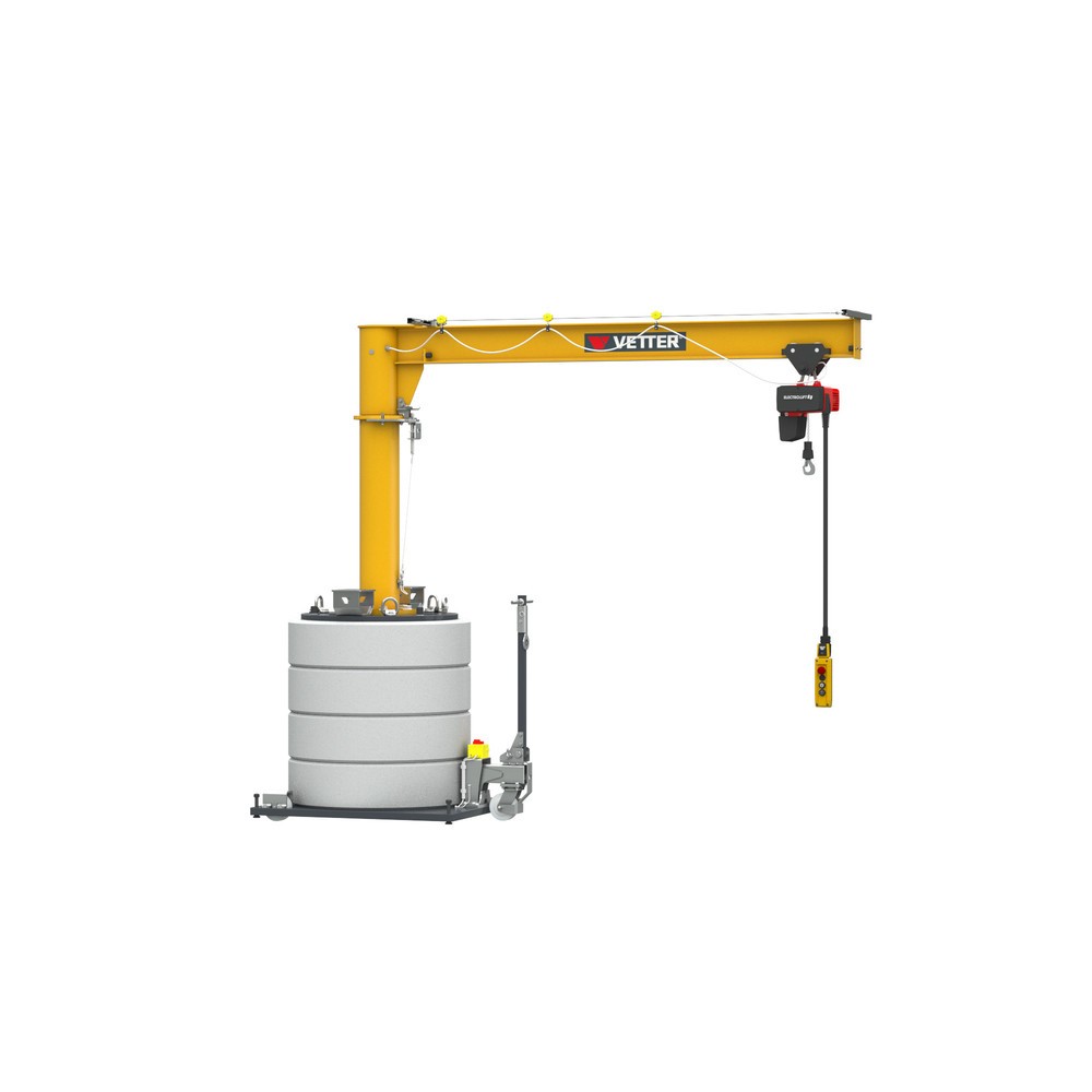 Número de imagen del producto 3: Grúa giratoria VETTER® incl. polipasto de cadena eléctrico LIFTKET, versión móvil, radio de giro 360°, voladizo 3.000 mm, CC 125 kg