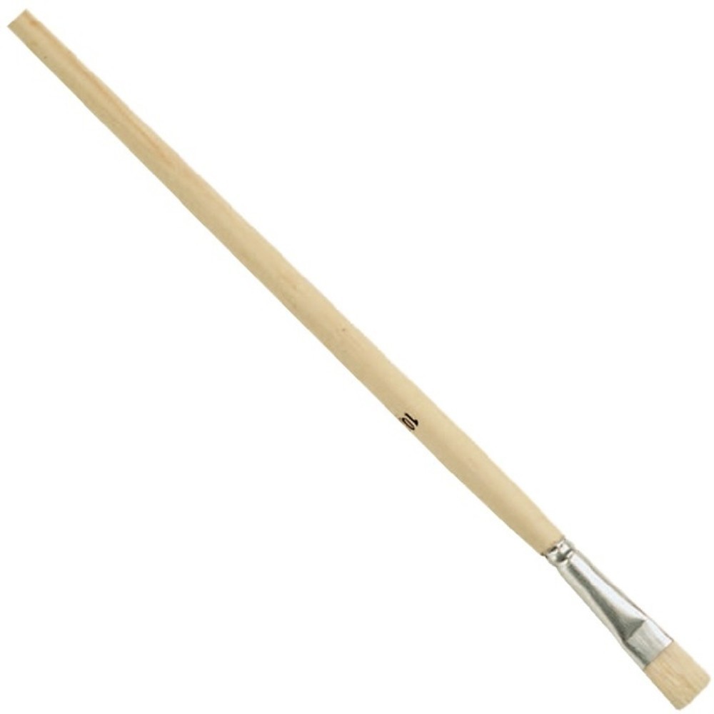 Produktabbildung: Gussowpinsel Gr.2 B.5mm Spitzenqual.helle Borsten Weißbl.lang.roh.Holzstiel