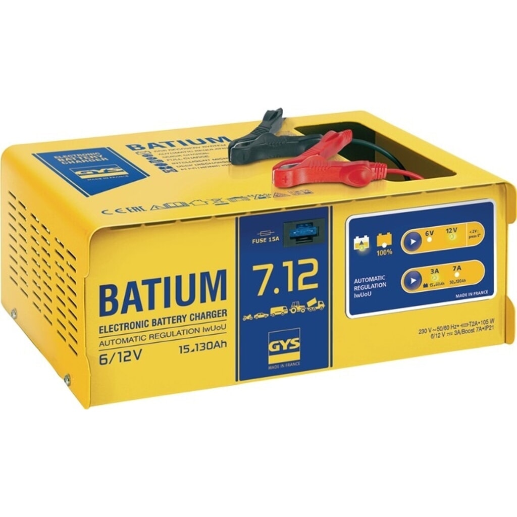 GYS Batterieladegerät BATIUM 7-12, 6 / 12 V, effektiv: 11 / arithmetisch: 3-7 A Produktabbildung: GYS Batterieladegerät BATIUM 7-12, 6 / 12 V, effektiv: 11 / arithmetisch: 3-7 A