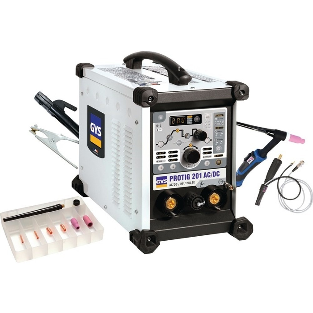 Produktabbildung: GYS TIG-Schweißanlage PROTIG 201 AC/DC HF FV, 10 -200 A, mit Zubehör, gasgekühlt