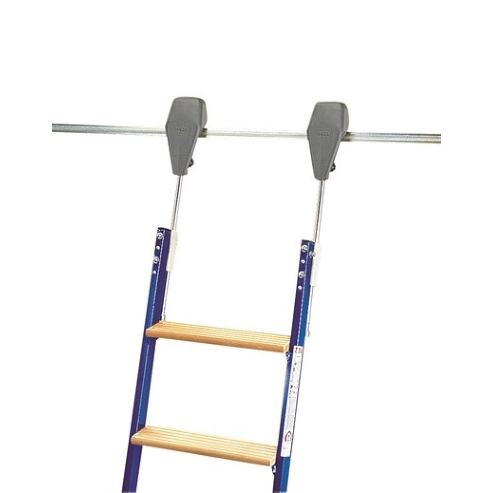 N° de l'image du produit 3 : HACA Échelle de rayonnage avec châssis roulant supérieur monté sur roulettes, hauteur déployée 0,94 m