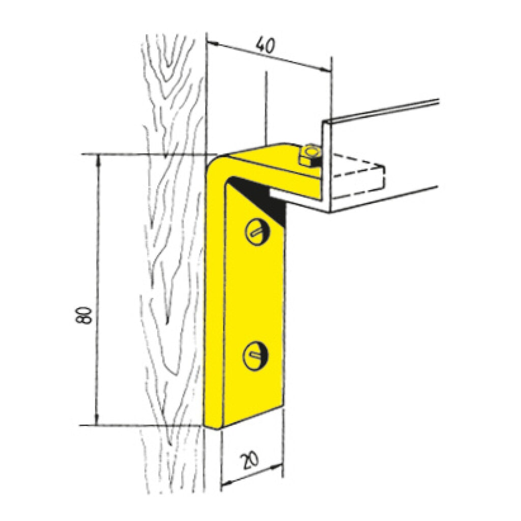 HACA Schienenhalter gewinkelt mit Holzschrauben Produktabbildung: HACA Schienenhalter gewinkelt mit Holzschrauben