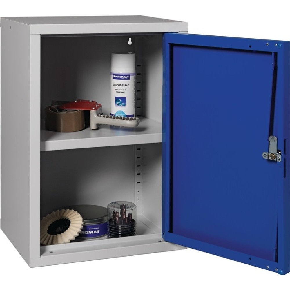 Produktabbildung Nr. 3: Hängeschrank, Stahlblech, H600xB400xT300 mm Vollblech, 1 Boden, lichtgrau, RAL 7035/enzianblau, RAL 5010