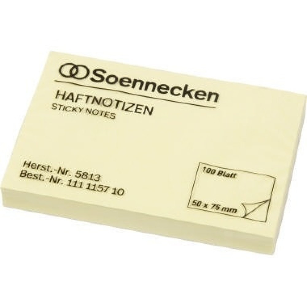 Produktabbildung Nr. 1: Soennecken Haftnotiz 5813 51x76mm 100Blatt gelb
