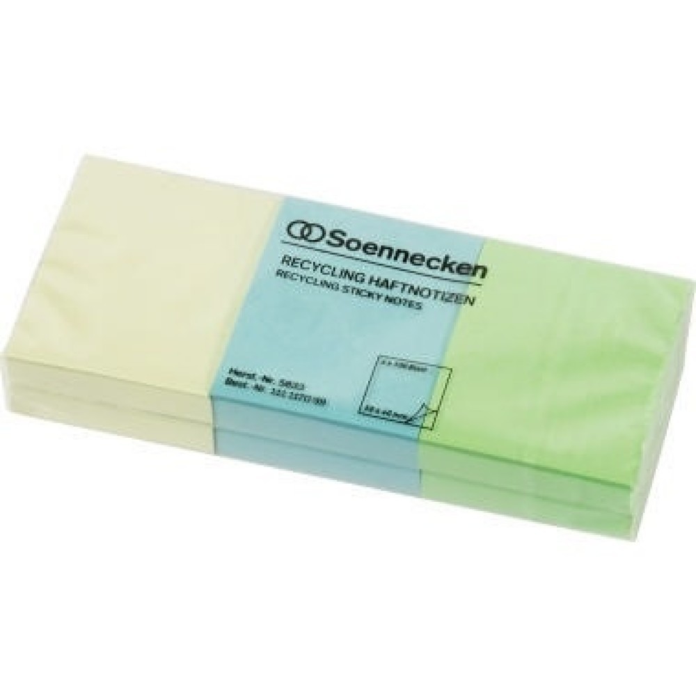 Produktabbildung: Soennecken Haftnotiz 5833 Recycling 50x40mm 100Blatt sort. 6 St./Pack.