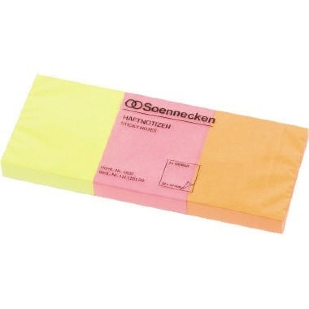 Produktabbildung: Soennecken Haftnotiz 5837 50x40mm neonfarben 3x100Blatt 3 St./Pack.