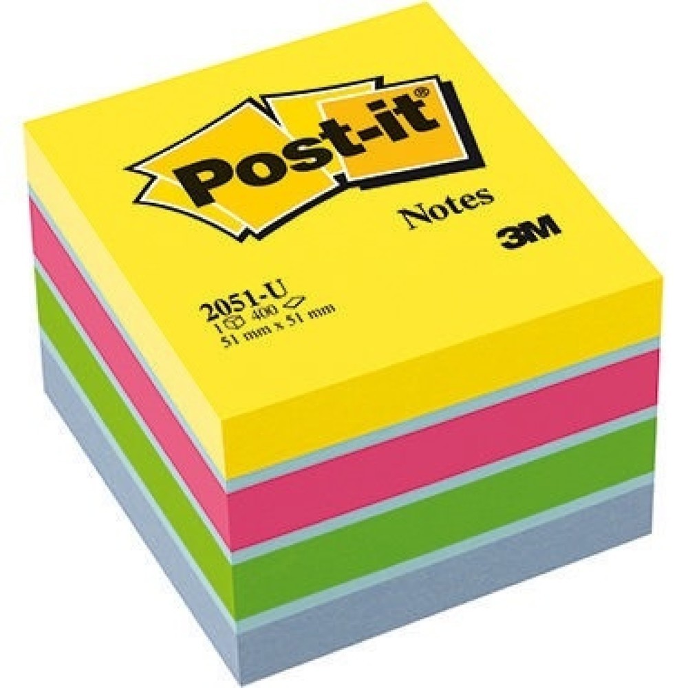 Produktabbildung: Post-it Haftnotizwürfel Mini 2051-U 2051-U 51x40x51mm 400Bl. sortiert