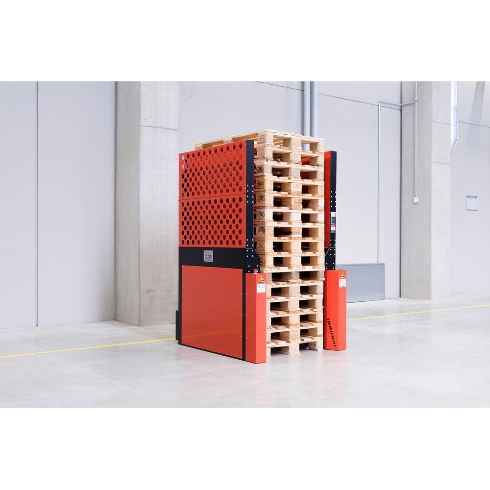 Produktabbildung: Hagenauer+Denk Palettenmagazin PalServer Universal, 15 Paletten, BxL 800 x 1200 mm, blutorange